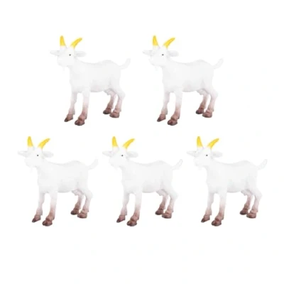 Image of Angoily 5PCS Farm Animals Playset Simulation Tiny Lambs Sheep Model Scene Layout Prop Small Animal Early Educational Goat Toy Figurines