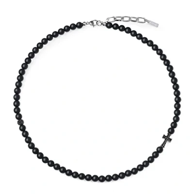 Image of COAI Cross Onyx Stone Beaded Necklace for Men Women