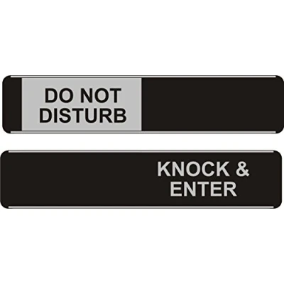 Image of Seco Do Not Disturb/Knock &amp; Enter Sliding Sign, 255mm x 52mm Aluminum/PVC