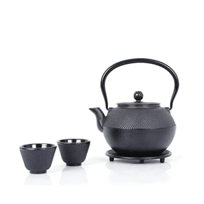 Image of Echtwerk Cast Iron Tea Set, Teapot 1.1L with Removable Strainer, Maker Saucer, Vintage Design Set for Making Loose Tea, Black