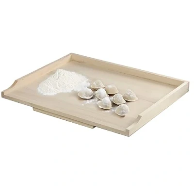 Image of KADAX Pasta Board, Wooden Baking Board Made of Poplar Wood, Dough with Stop Bars, Traditional for Pasta, Cakes, Dumplings (One Sided, 50 x 70 cm)