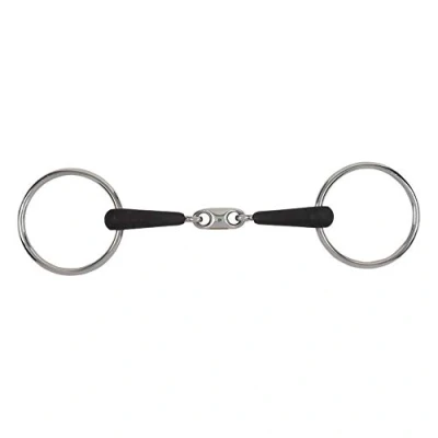 Image of Shires Equikind Plus Loose Ring Peanut Link Bit 5 1/2 inch Silver Black