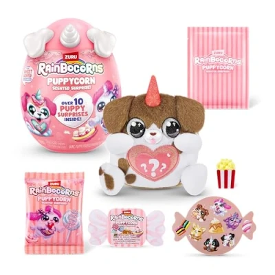 Image of Rainbocorns ZURU Puppycorn Scent Surprise, Brown Dalmatian, by Surprise Unboxing Soft Toy, Scented Puppy Plush for Girls (Brown Dalmatian)