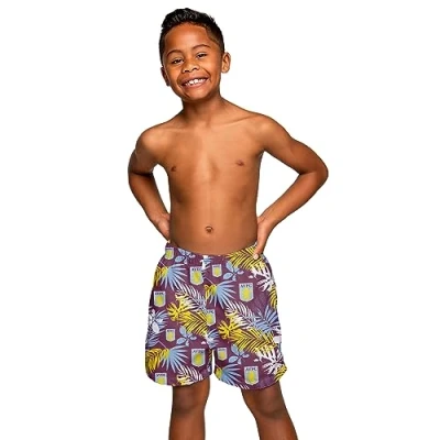 Image of FOCO Officially Licensed Boys Floral Print Football Beach Board Shorts (Aston Villa FC) (X Large)