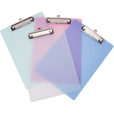 Image of 4 PCS A4 Coloured Plastic Clipboard, Color Clip Boards Plastic, 12.5 x 9(31.5x22cm) Inch Acrylic Clipboards with Low Profile &amp; Heavy Duty