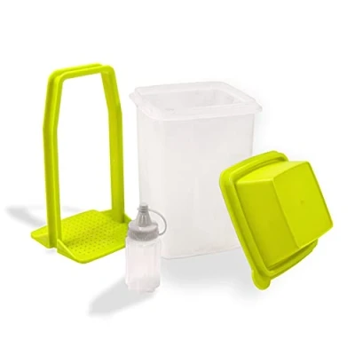 Image of HONEYCOMB AFTERNOON Plastic Pickle Storage Container Leakproof Strainer Complete Sauce Squeeze Bottle, Green