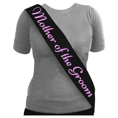 Image of Black Hen Party Mother Of The Groom Sashes With Pink Writing