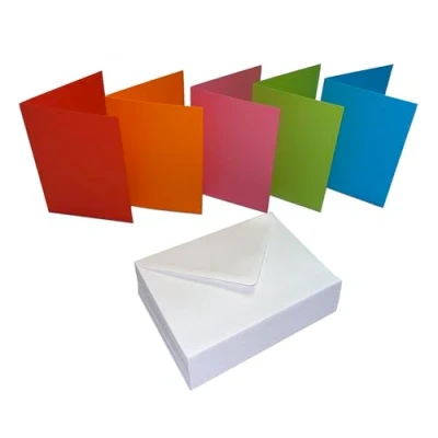 Image of Craft UK 2483 C6 Card and Envelope Pack of 50 Mixed Colours White Envelopes