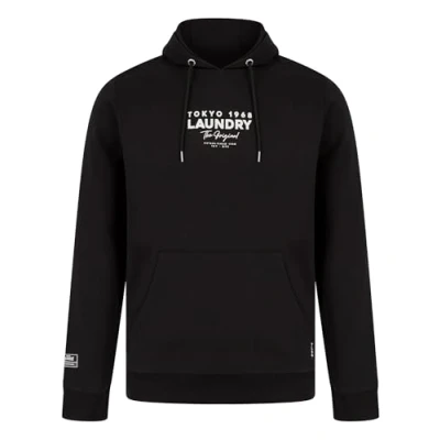 Image of Tokyo Laundry Men&#039;s &#039;Kole&#039; Graphic Motif Brushback Fleece Pullover Hoodie with Back Print Black