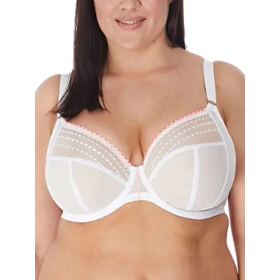 Image of Elomi Womens Matilda Plunge Side Support Bra White Polyamide Size 34FF