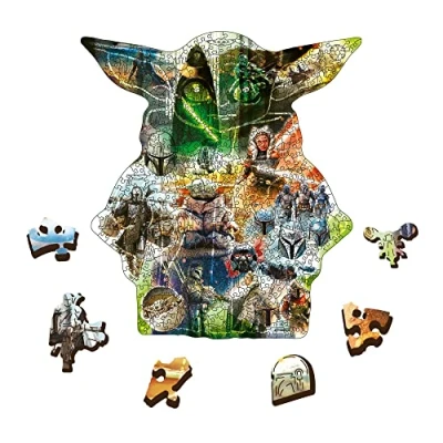 Image of Trefl 20169 500+5 pièces, Wood Craft, 70 Figures, qualité supérieure, Pour adultes et Enfants Plus de 12 ans, Wooden Contour Puzzle: Star Wars The Mandalorian, Mysterious Grog