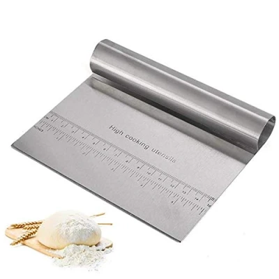 Image of Youery Stainless Steel Bench Dough Scraper，Scraper Chopper Cutter with Measuring Guide，Cake Pizza Bread Cooking Utensil Kitchen Flour Pastry Baking Tools