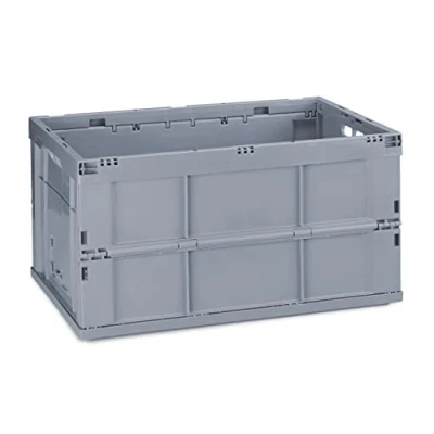 Image of Relaxdays Professional Storage Box, Sturdy, Commercial Crate, Plastic, 31.5x58.5x40cm, Grey