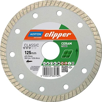 Image of Norton Clipper 70184627646 &quot;Classic Ceram XT&quot; Diamond Blade, 0 V, Grey/Silver, 125 x 22.2