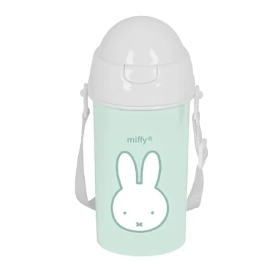 Image of MIFFY MENTA Automatic Opening Bottle, with Straw, Water BPA Free, Shoulder Strap, Comfortable and Lightweight, 500 ml, 7.5 x 19.5 cm, Mint Colour, Mint, Estándar, Casual