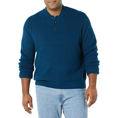 Image of Amazon Essentials Men&#039;s Long Sleeve Soft Touch Henley Jumper, Blue, L