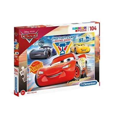 Image of Clementoni 27072 Supercolor Puzzle for children Cars, Piston Cup Legends 104 Pieces, Multi Colour