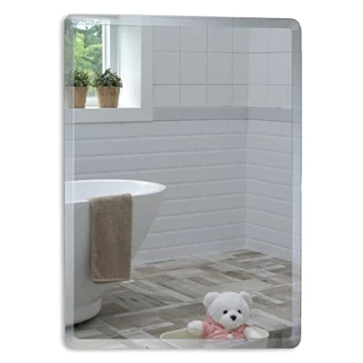 Image of Neue Design Mood Rectangular Bathroom Mirror Wall Mounted, Frameless Modern &amp; Stylish with Contemporary Bevelled Edges (50cm x 40cm)