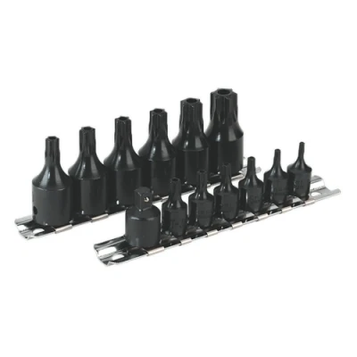 Image of Sealey Premier TRX Star* Security Socket Bit Set 13pc 1/4&quot; &amp; 3/8&quot;Sq Drive