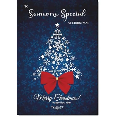 Image of doodlecards Someone Special Christmas Card Blue Abstract Tree Medium Size for with Plain Envelope