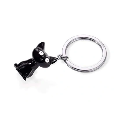 Image of Troika Felix The cat KR16 22/BK Keyring cast Metal, Metal/Enamel Shiny Chrome Plated Black Original
