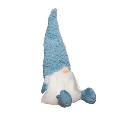 Image of Samuel ALEXANDER 53cm Blue Sitting Christmas Gonk Decoration with Knitted Hat and Dangly Legs