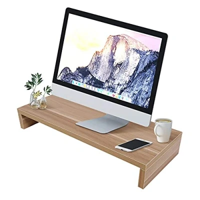 Image of Simple Wood Monitor Riser Large Stand,Stable PC Laptop Stand Shelf,Printer Riser,Computer for TV,PC,iMac,Notebook