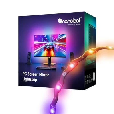 Image of Nanoleaf PC Screen Mirror LED Strip Light, 2.5M RGB IC Zigzag Backlights, Seamless Stick to Monitors up 32, Smart USB C Trimmable with Direct Music &amp; Mirror, Desktop App Control