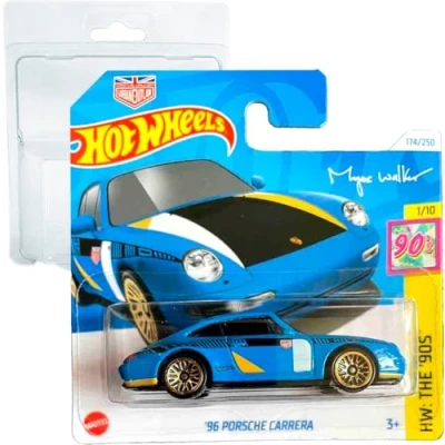 Image of Hot Wheels &#039;96 Porsche Carrera Myles Walker HW: The 90&#039;s 1/10 (174/250) HTB03 Blue 2024 + Protector Short Card Frikimonkey