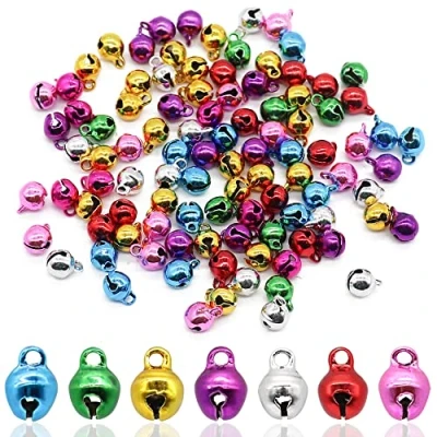 Image of Jingle Bells, 6 mm Small Mixed Colourful Mini Craft for Handmade, DIY Bells Christmas, Pack of 100