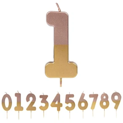 Image of Talking Tables Rose Gold Number 1 Candle Premium Quality Pink Birthday Cake Topper Decoration for Kids, Adults, Teenagers, 1st Party, 18th, 21st, Anniversary, Milestone, ROSEGOLD1