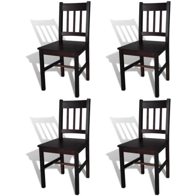 Image of vidaXL Dining Chairs Set of 4, Ergonomically Designed, Easy to Clean, Dark Brown Pinewood for Room or Kitchen