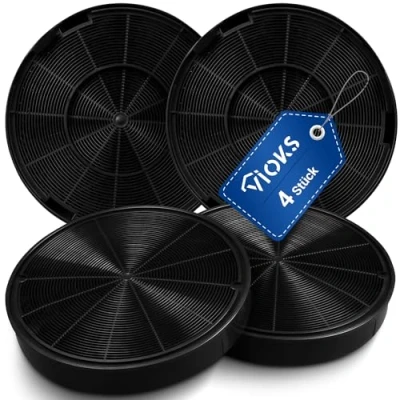 Image of VIOKS 4x Round Activated Carbon filter Cooker Hood Replacement for AEG Electrolux 902980046/4 9029793578 E3CFF62 Bosch 00748732 00748733 DHZ5316 Faber EFF62 Whirlpool 484000008677 4