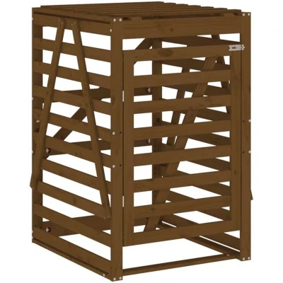 Image of vidaXL Wheelie Bin Storage Honey Brown 84x90x128.5 cm Solid Wood Pine