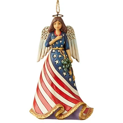 Image of Enesco Jim Shore Heartwood Creek Patriotic Angel Hanging Ornament, 4.75 Inch, Multicolor