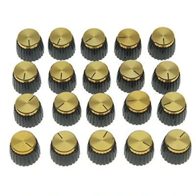 Image of KAISH 20pcs Guitar AMP Amplifier Push on Knobs Black w/Gold Cap for Marshall