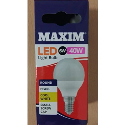 Image of Status Maxim LED Round SES Cool White Light Bulb 6/40w