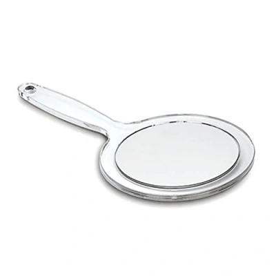 Image of Clear Acrylic Handheld Double Sided Mirror with a 10X/1X Magnification 5.5&quot; Diameter