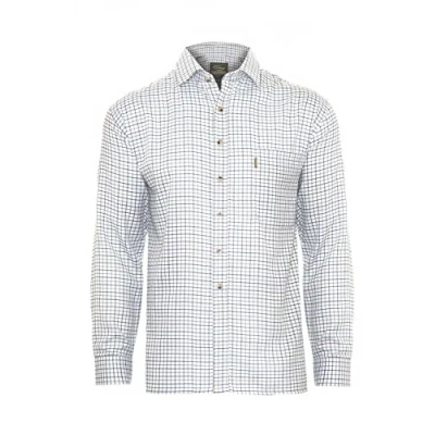 Image of Champion Tattersall Country Casual Style Long Sleeved Shirt Blue 4XL
