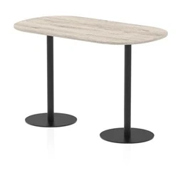 Image of Italia 1800mm Poseur Boardroom Table Grey Oak Top 1145mm High Black Leg