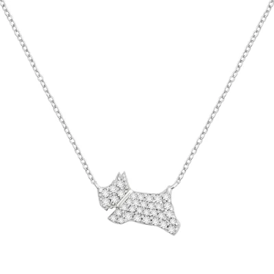 Image of RADLEY Womens Sterling Silver Clear Cubic Zirconia Stone Set Jumping Dog Pendant Necklace