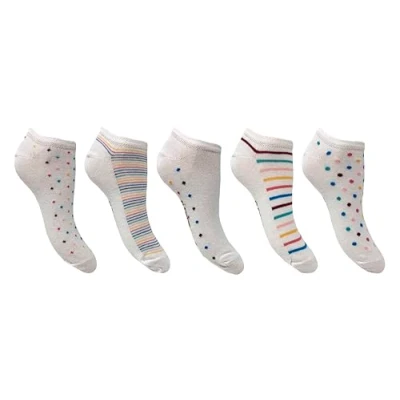 Image of Flexitop ladies trainer Liners 5 Pairs U.K. Size 4 7 liner socks, soft hold, comfort gentle grip sport socks (Multi Spot/Stripe)