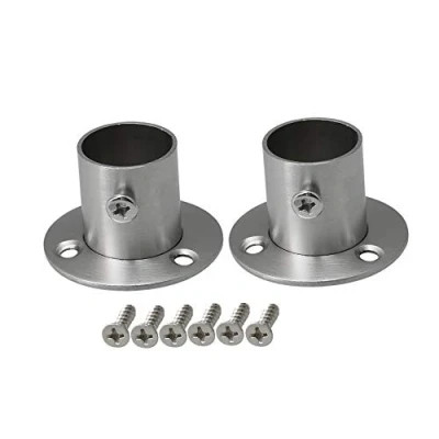Image of BQLZR 22mm Stainless Steel Pipe Flange Socket Rod Holder Fitting Bracket Hardware Pack of 2