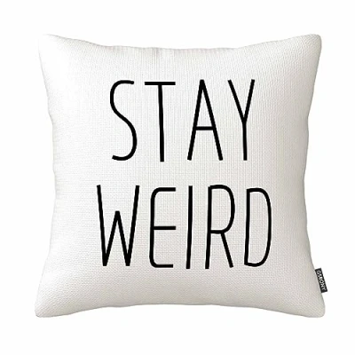 Image of Funny Stay Weird Black White Throw Pillow Case Decorative Cushion Cover Pillowcase 18 X Inches Cotton Linen