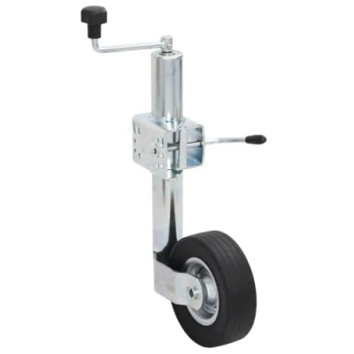 Image of vidaXL Jockey Wheel for Trailer Motorhomes, Split Clamp 60 mm, Adjustable Height 63 87.5 cm, Galvanised Steel, 400 kg Load