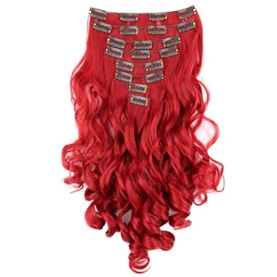 Image of CAISHA XXL 15&quot; 8 Pieces Set Clip In Extensions Hair Extension Hairpiece Voluminous Wavy Red CES120 1