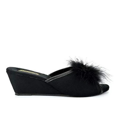 Image of Sleepers Womens Anne Jewelled Rosette Boa Mule Black Size UK 4