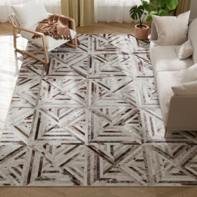Image of Non Slip Washable Rug, Chenille Floor Carpet for Living Room, Brown Homcom