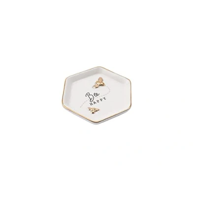 Image of CGB Giftware Mini &#039;Bee Happy&#039; Ring Dish Jewellery Organiser Keepsakes Special Things From The Beekeeper Range GB06163