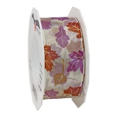 Image of Präsent Autumn Printed Ribbon Lilac 20 m Roll 40 mm width